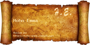 Hohn Emma névjegykártya